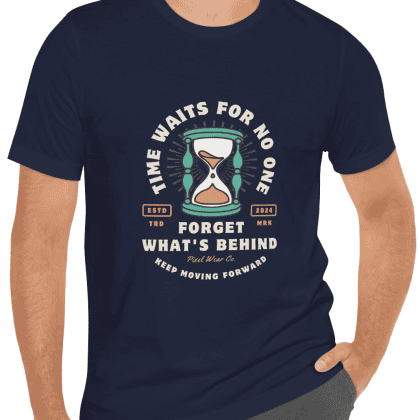 Time waits for no one - T-Shirt - Navy Blue (www.pixelwearco.com)