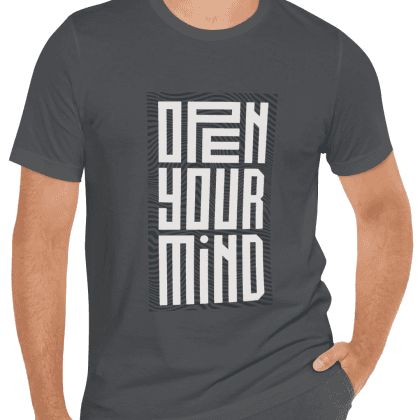 Open your mind - T-Shirt - Charcoal Grey (www.pixelwearco.com)